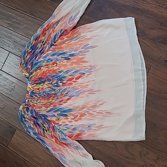 NWT Figueroa & Flowers colorful blouse with sheer sleeves size 2X - Picture 2 of 9